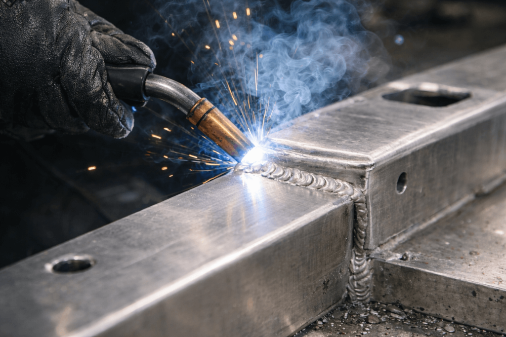 TIG welding aluminum bumper frame with full-penetration weld bead for heavy-duty truck protection