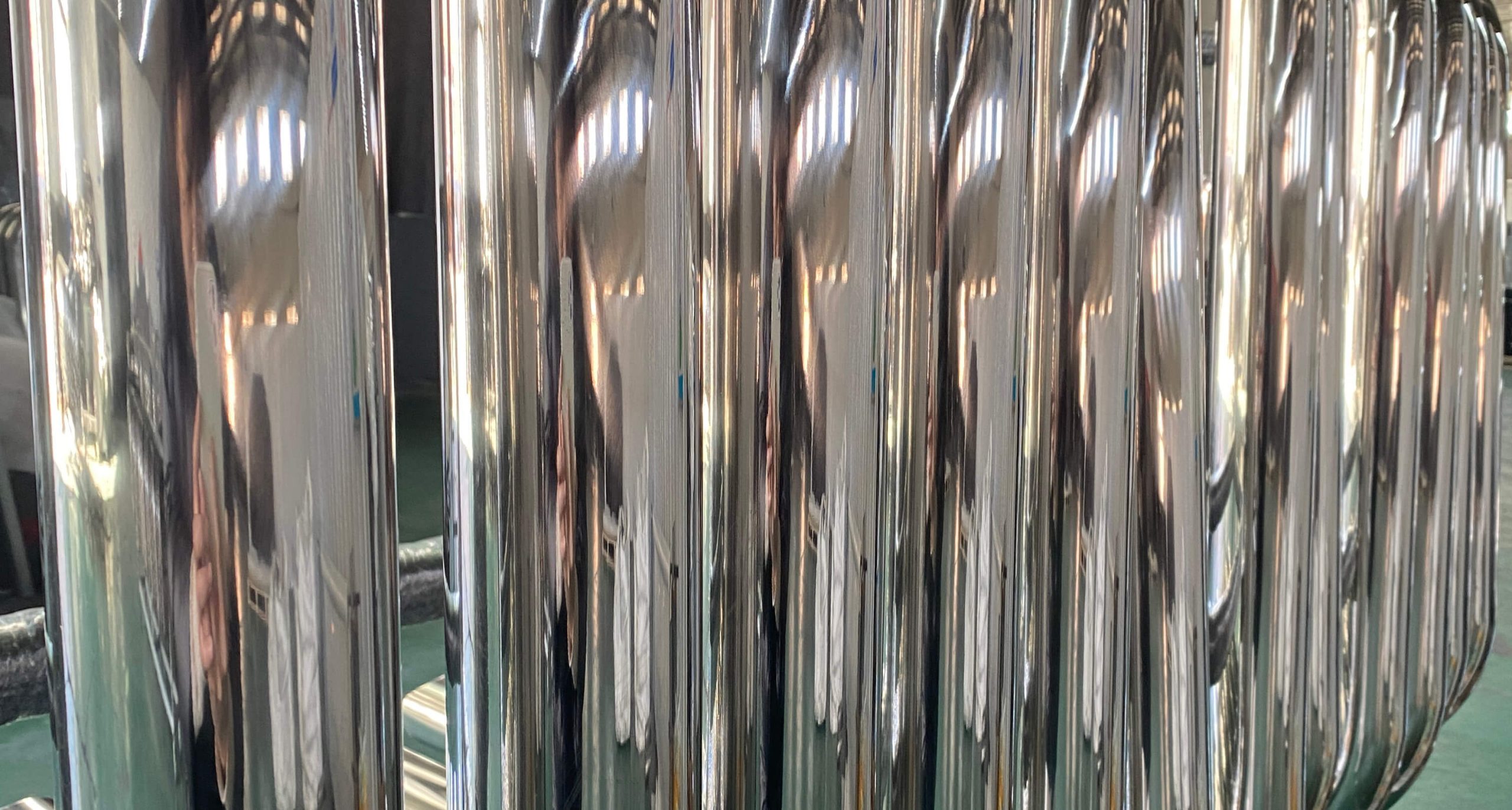 Mirror-polished stainless steel tubes prepared for heavy-duty truck guard fabrication