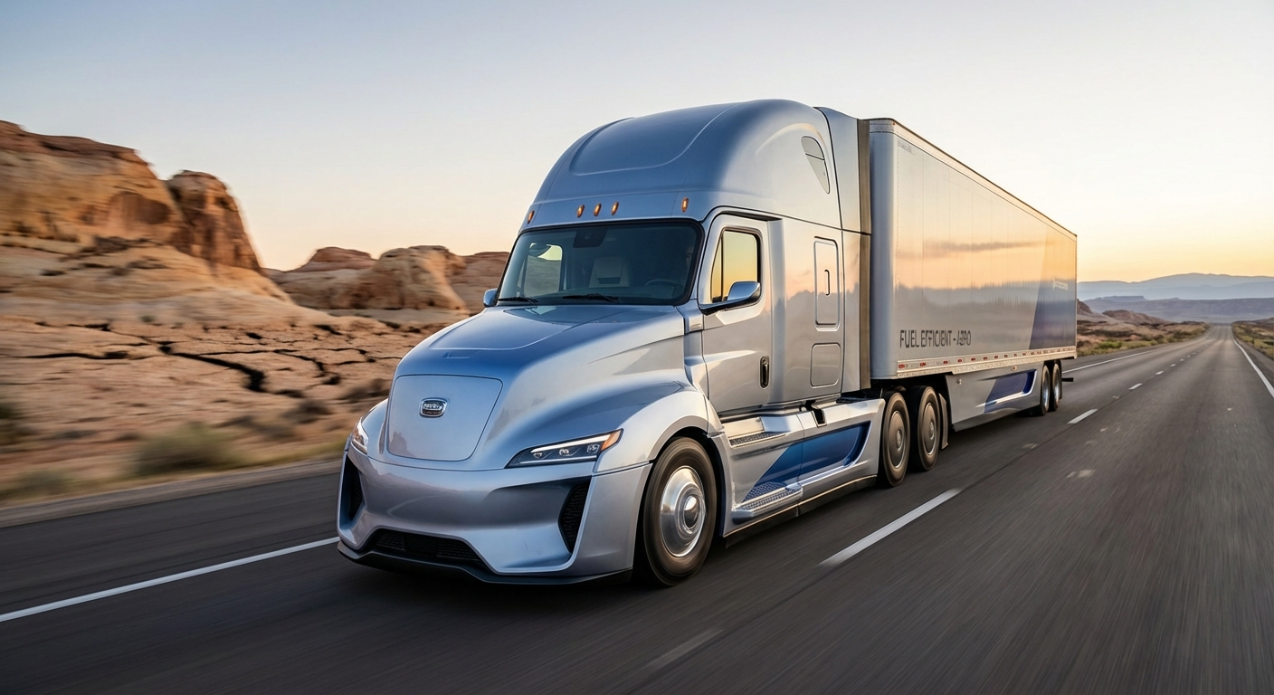aerodynamic semi truck desert highway