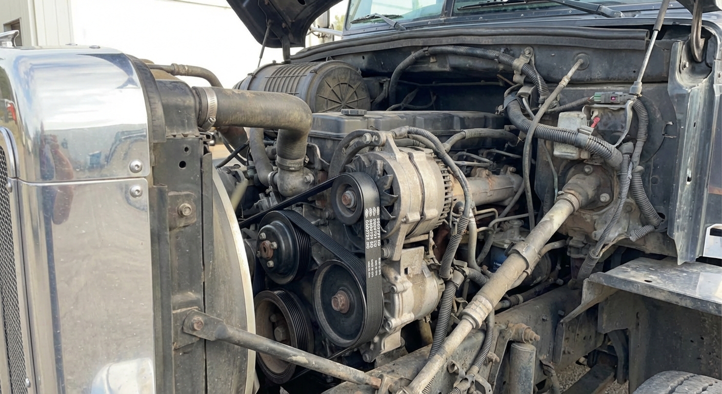 engine bay serpentine belt closeup