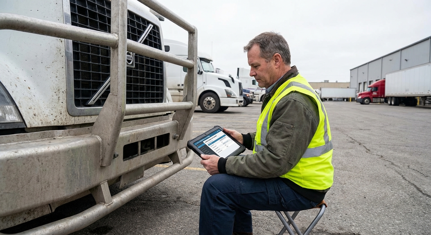 Fleet manager reviewing data on a tablet