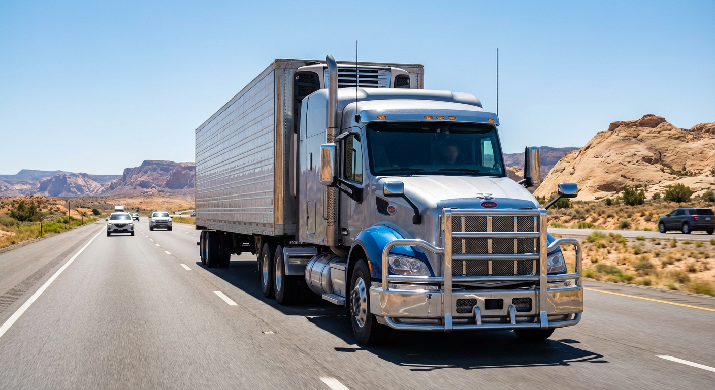 modern semi truck highway