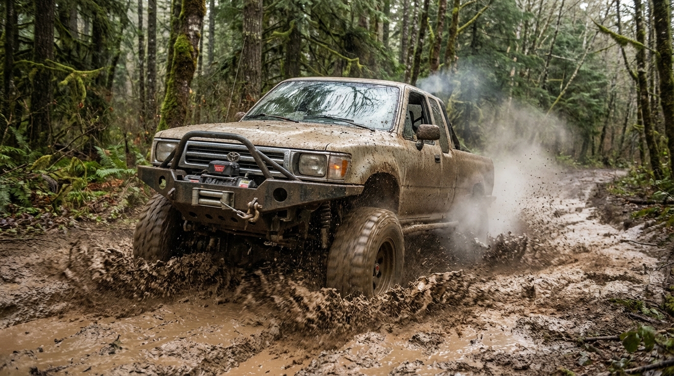 Offroad pickup truck action shot