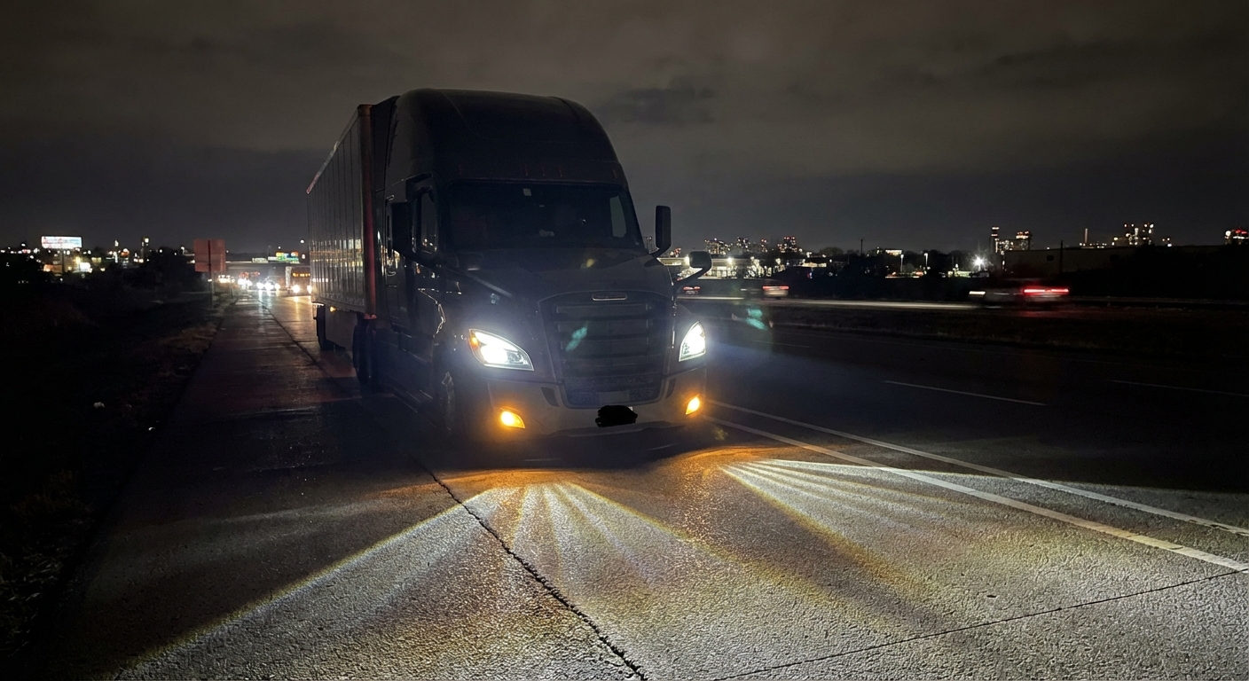 semi truck night lighting
