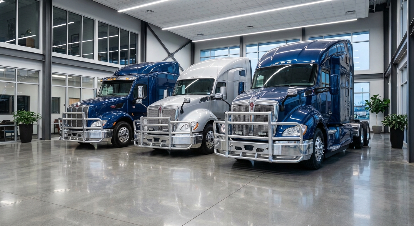 semi truck showroom photography