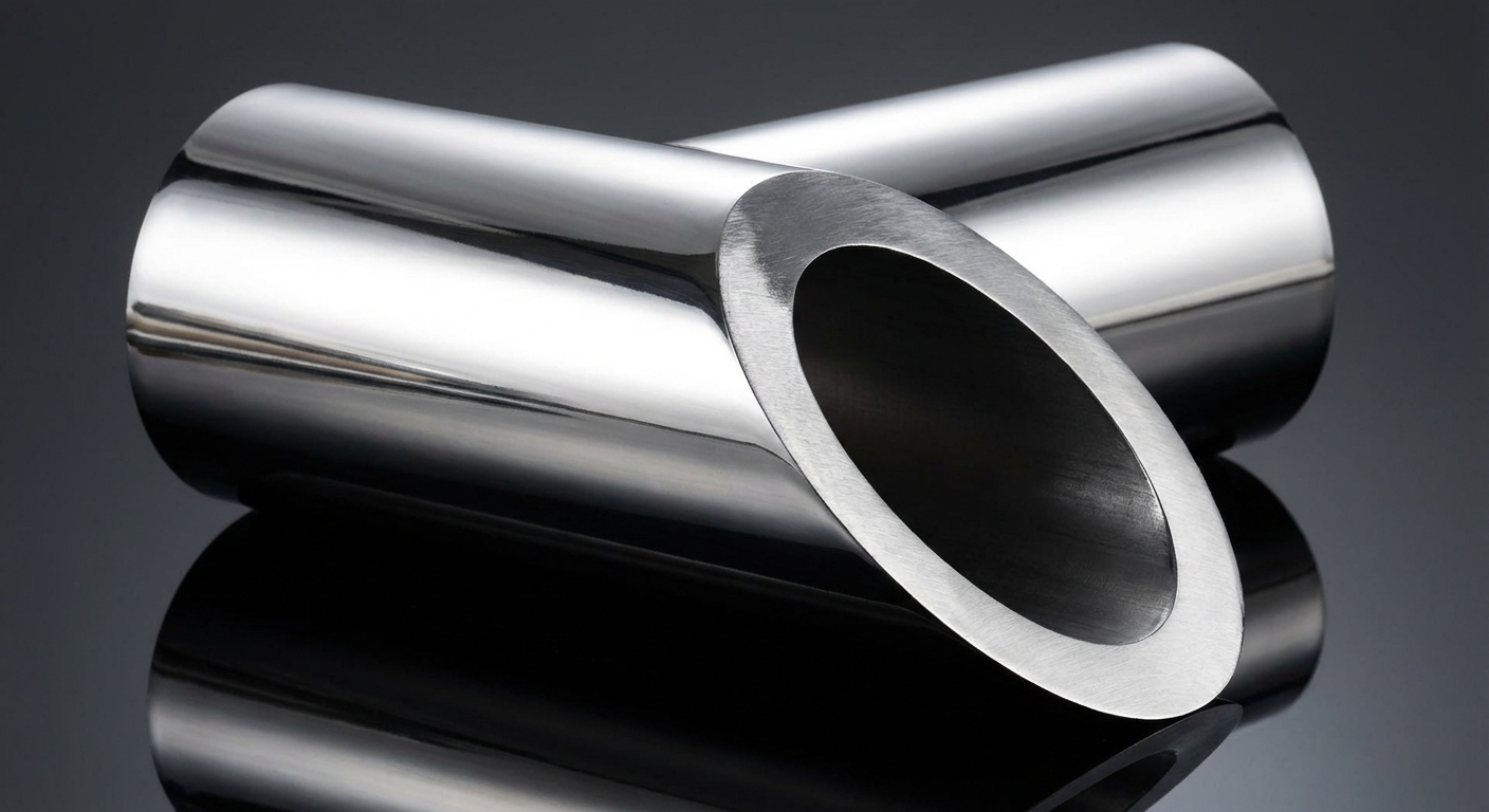 Stainless steel tubular component close-up