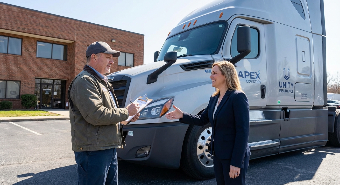 truck driver insurance handshake