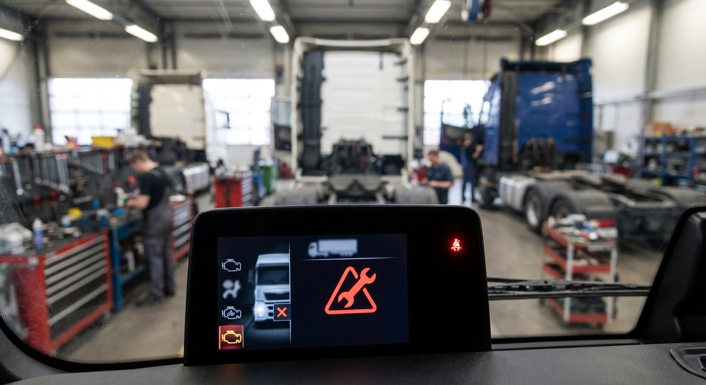 Dashboard alert showing a red wrench icon and out-of-service warning