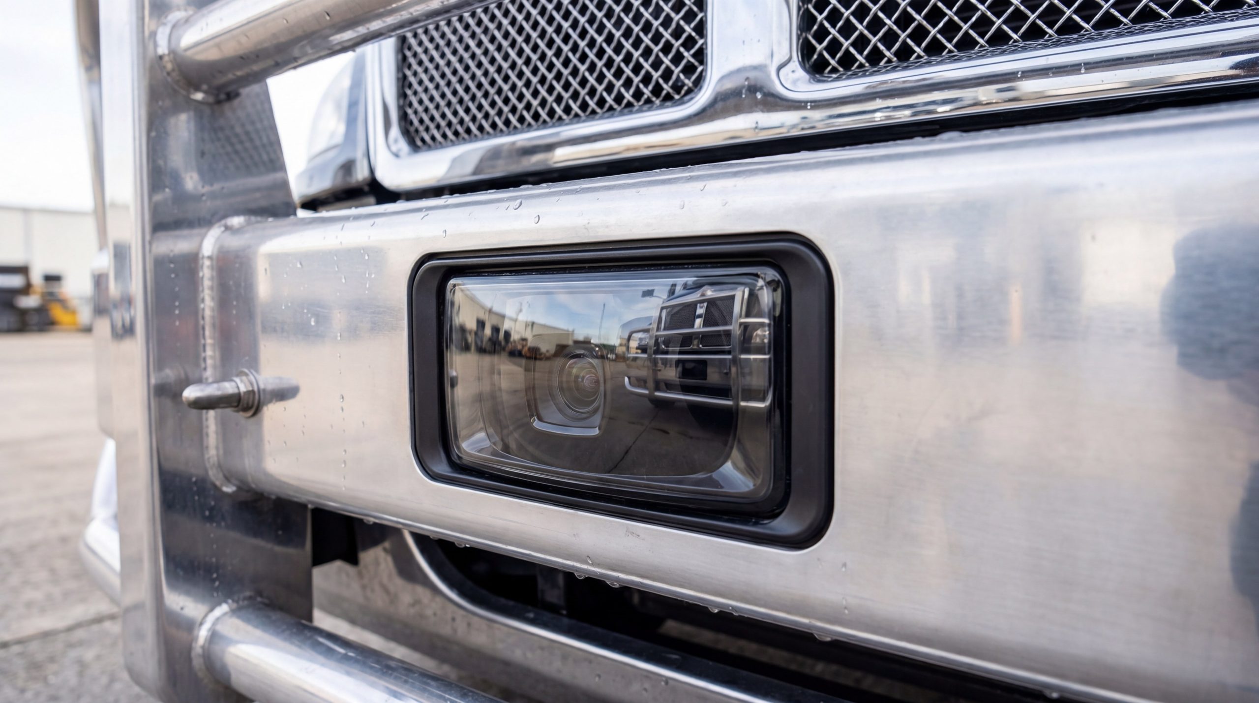 Advanced safety radar sensor window on metal truck guard
