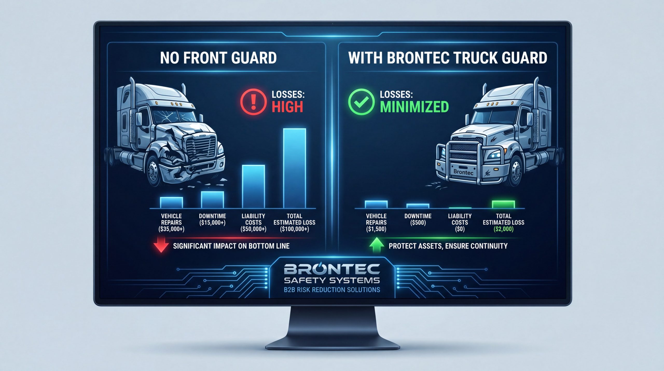 Financial cost comparison of collision with or without guard