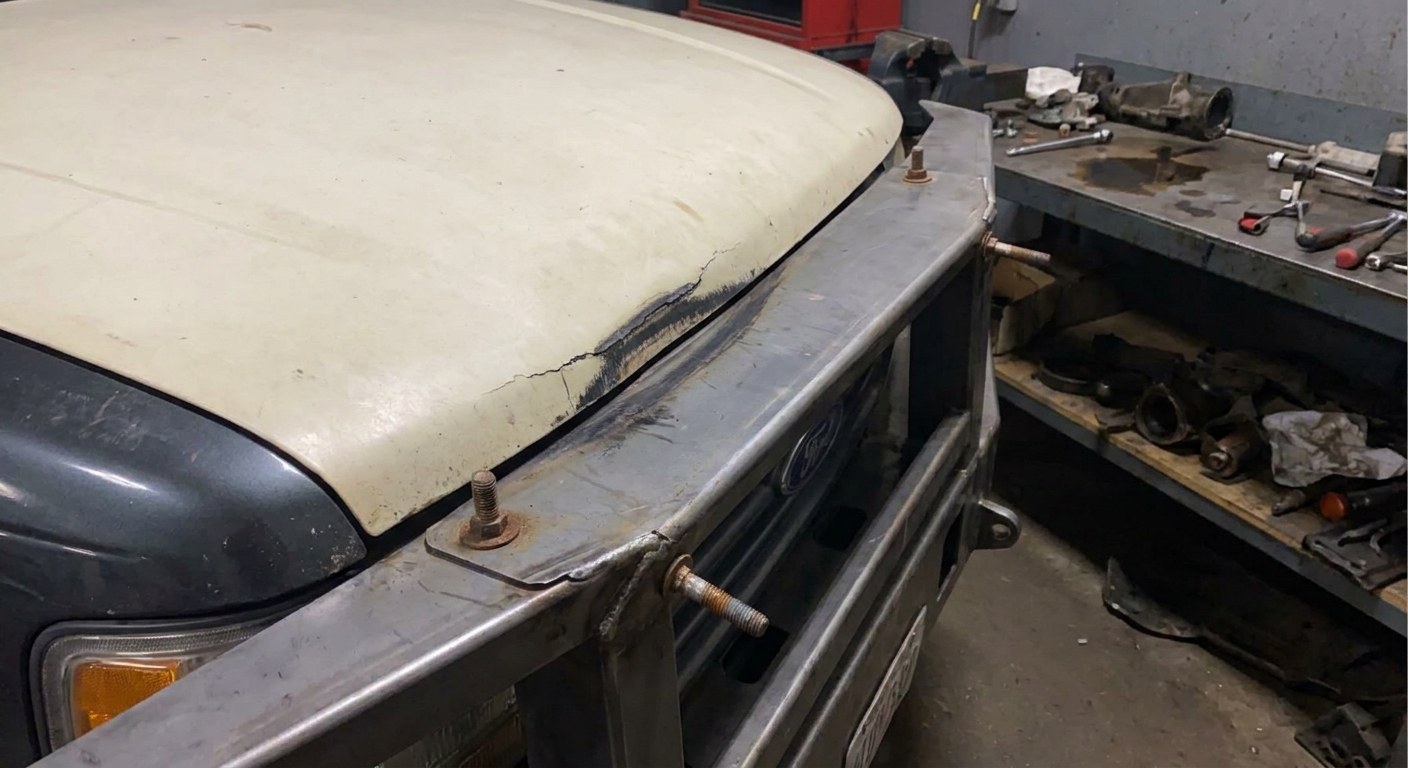 incorrectly mounted truck bumper damage