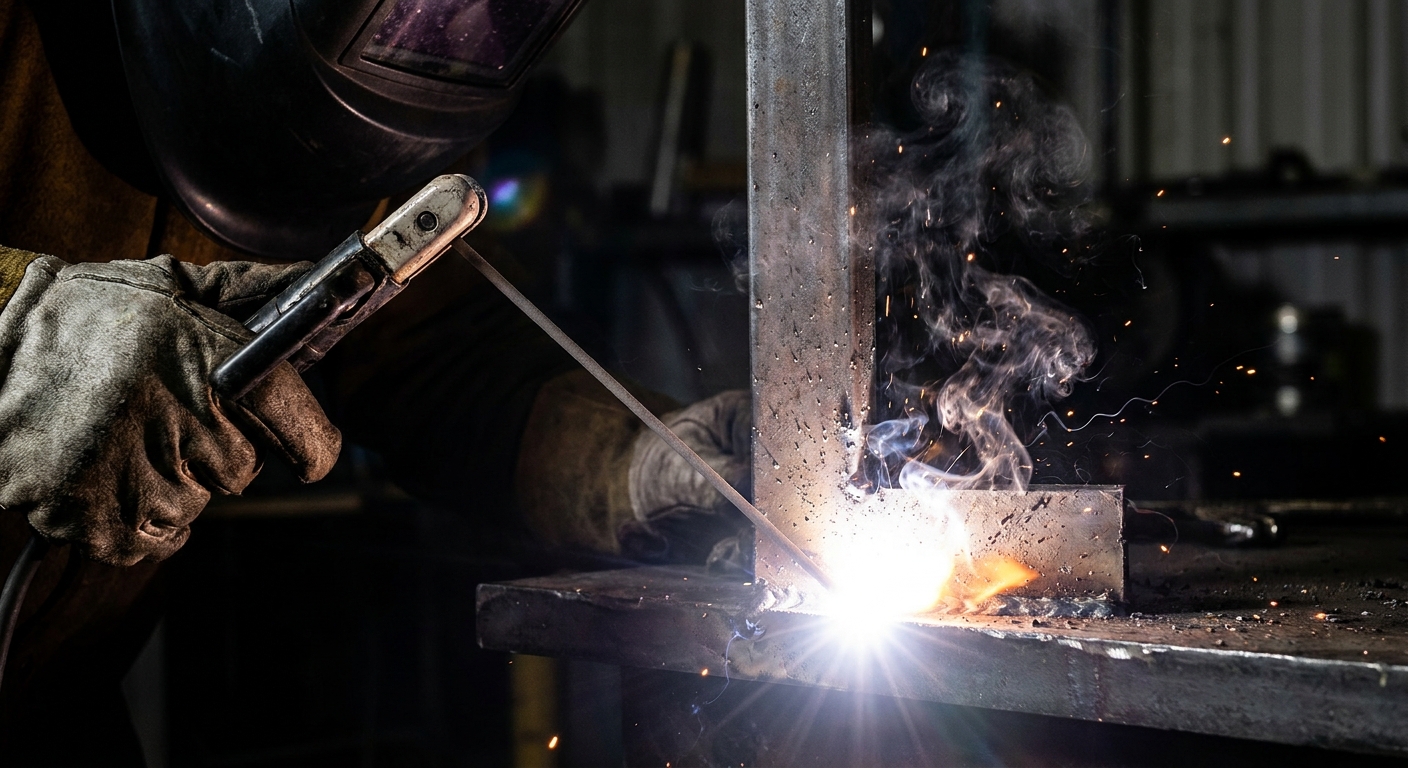 stick welding arc strike photorealistic