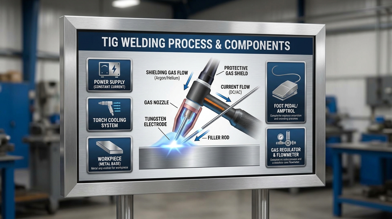 TIG Welding Process and Components Photorealistic Infographic Chart