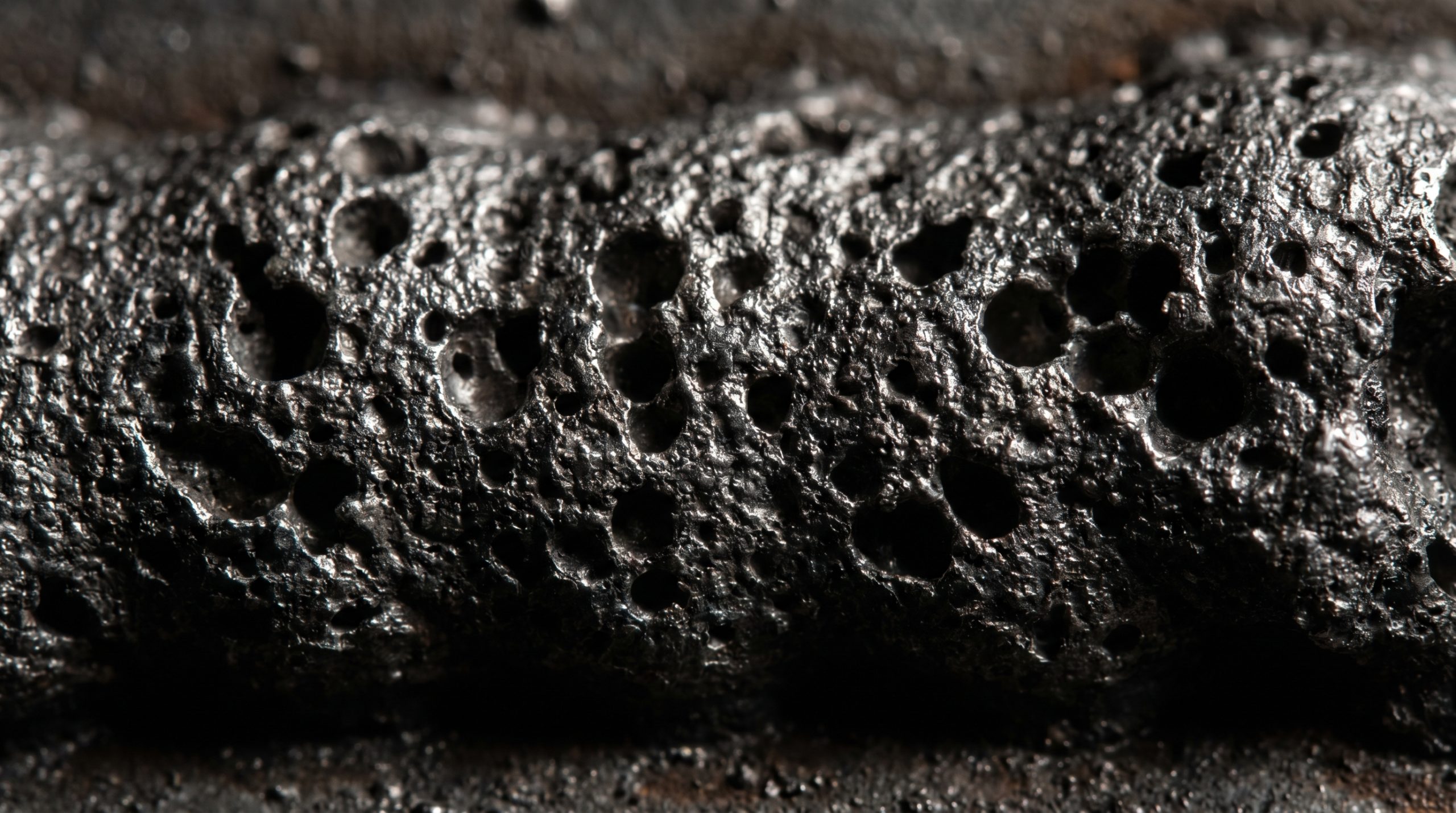 Macro shot of porosity welding defects in a bead
