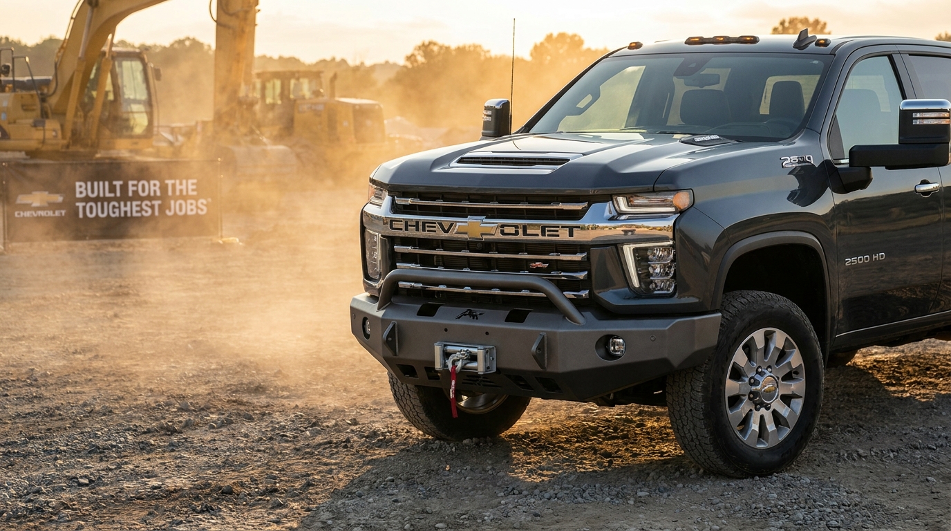Chevy Silverado HD Bumper on Construction Site