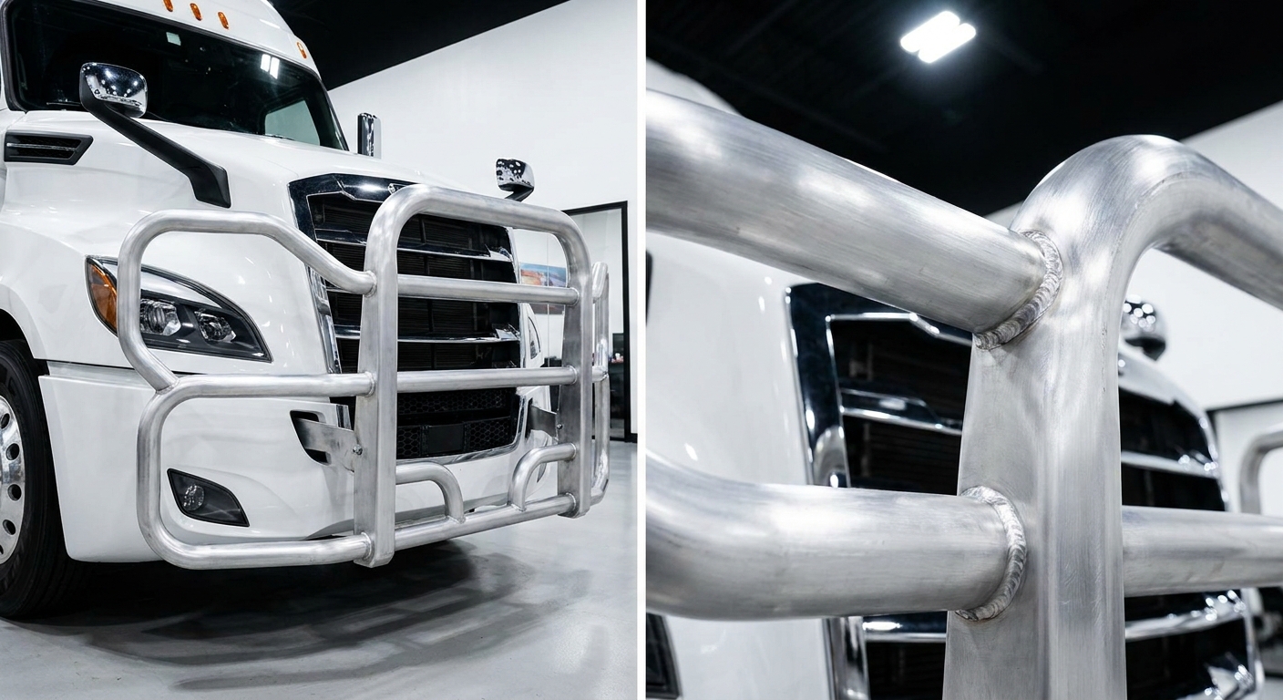 Premium Brushed Aluminum Front Bumper Guard for Commercial Truck
