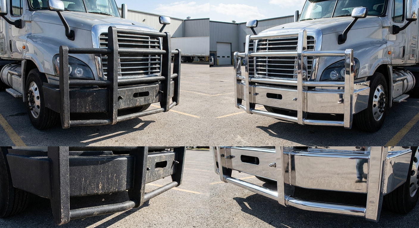 Steel Guard Finishes Comparison on Commercial Trucks
