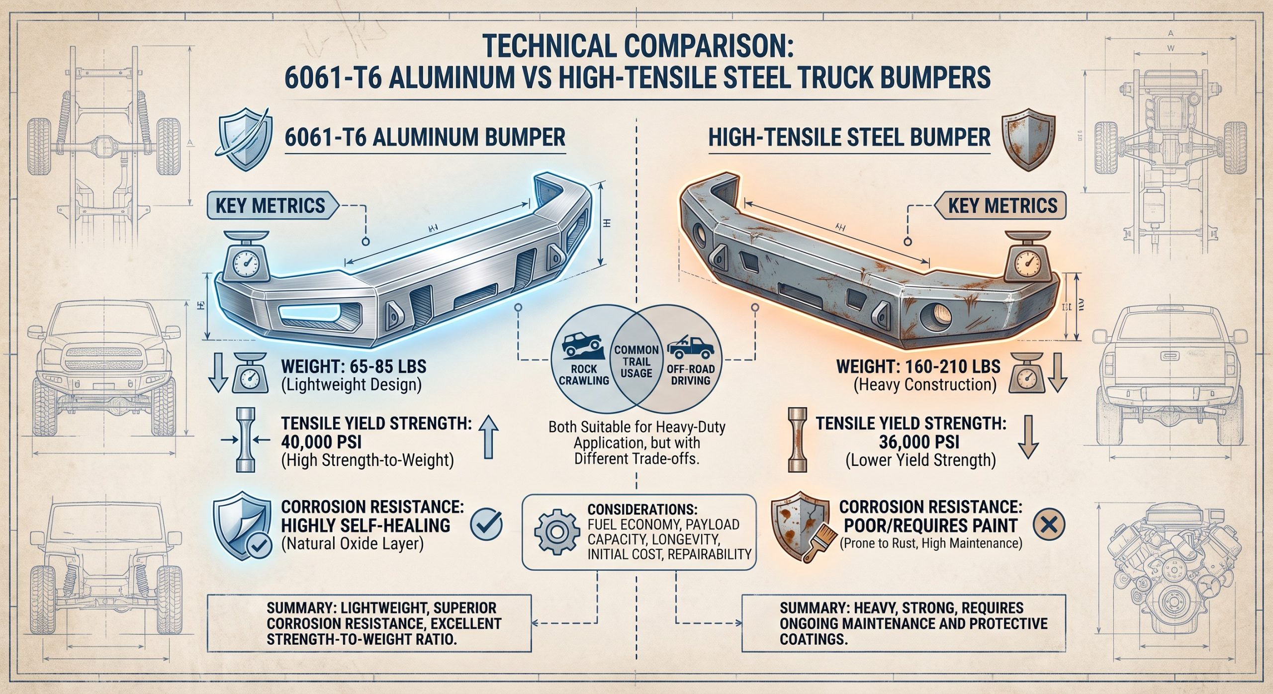 aluminum vs steel bumper comparison
