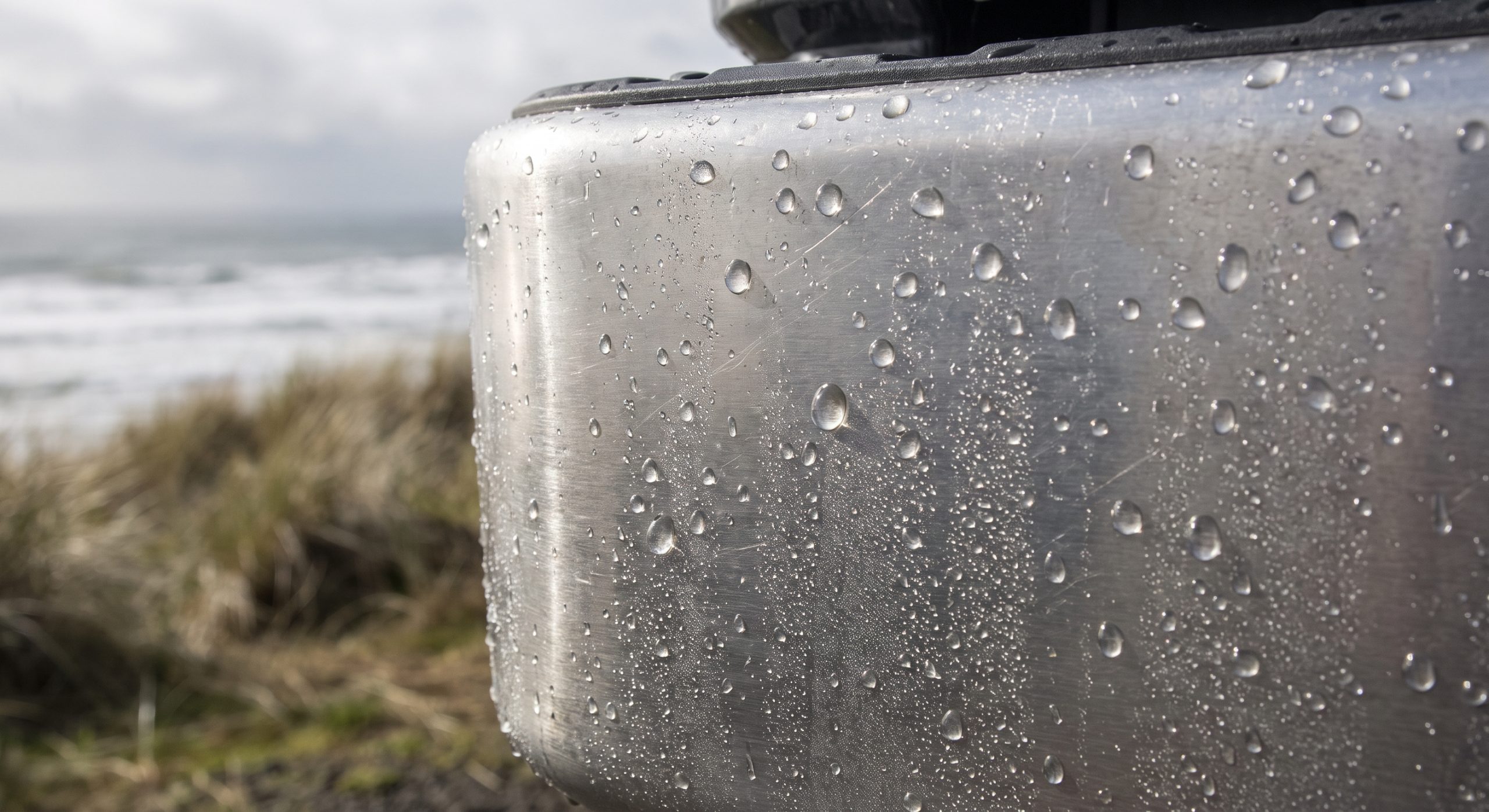 marine aluminum bumper water beading