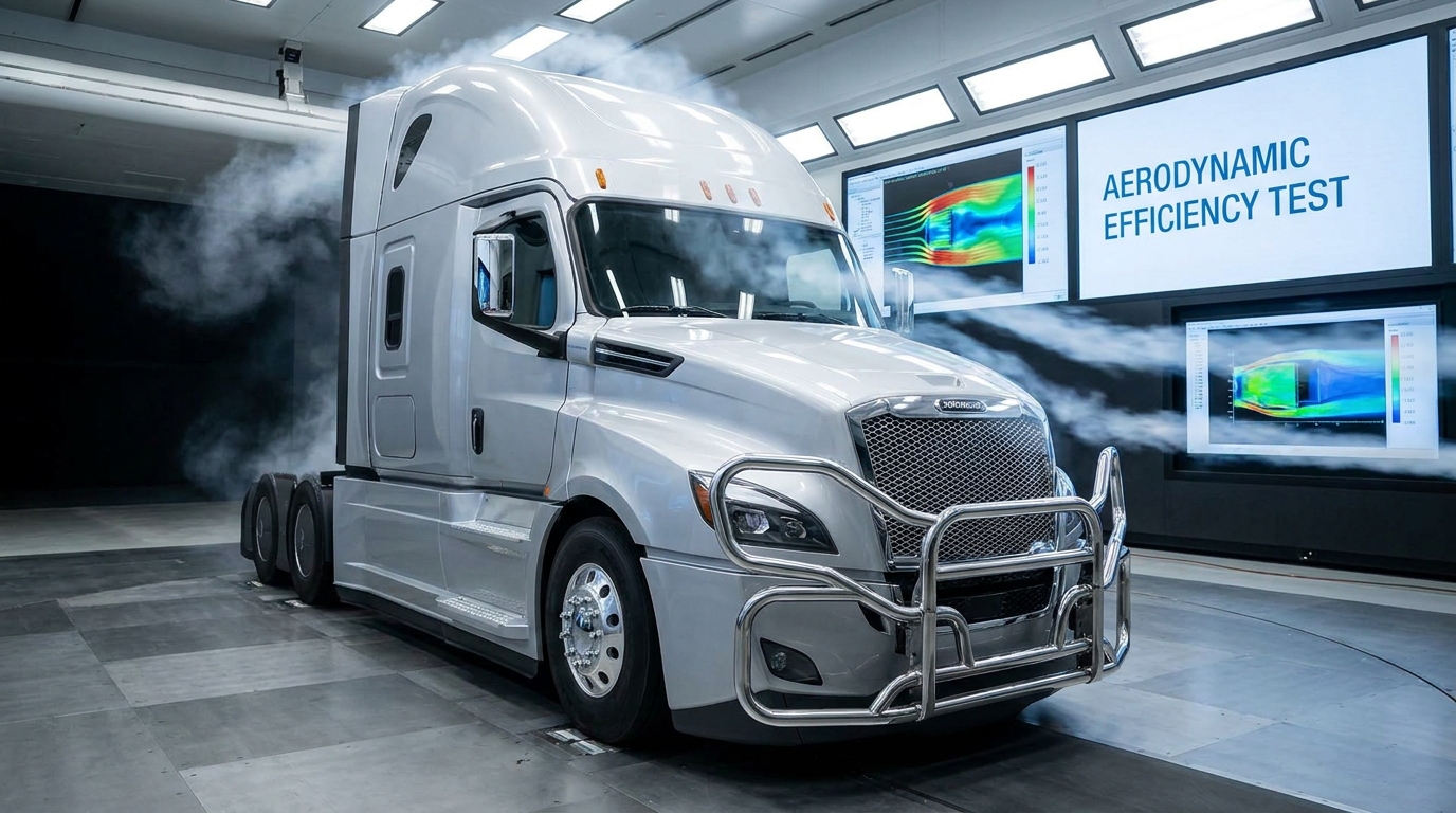 Aerodynamic Semi Truck Wind Tunnel Visualization