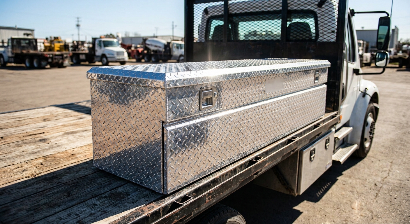 Heavy-duty aluminum toolbox flatbed truck