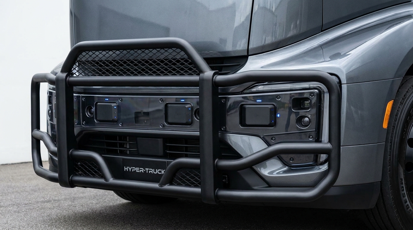 Modern Truck ADAS Bumper Sensor Close Up