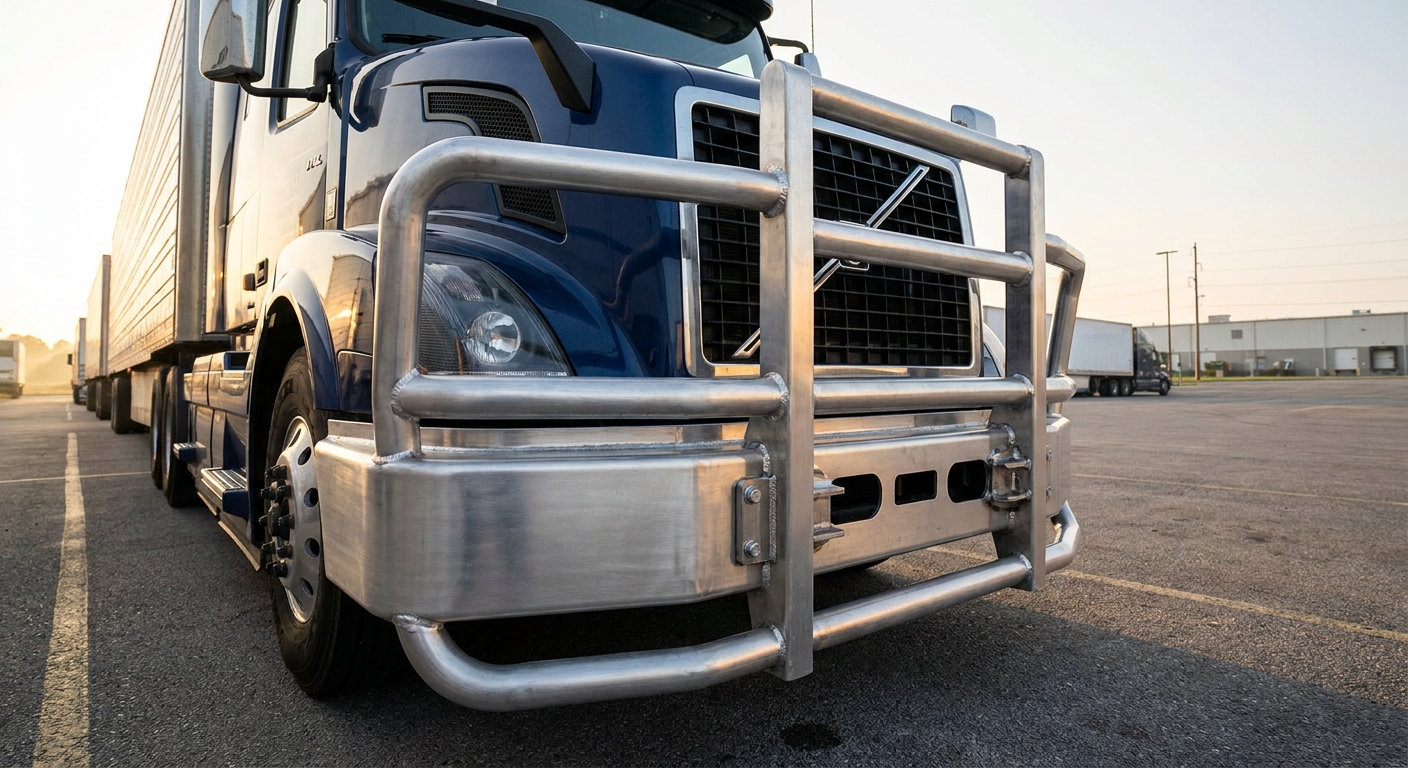 Premium Aluminum Bumper Guard on Volvo VNL Semi-Truck