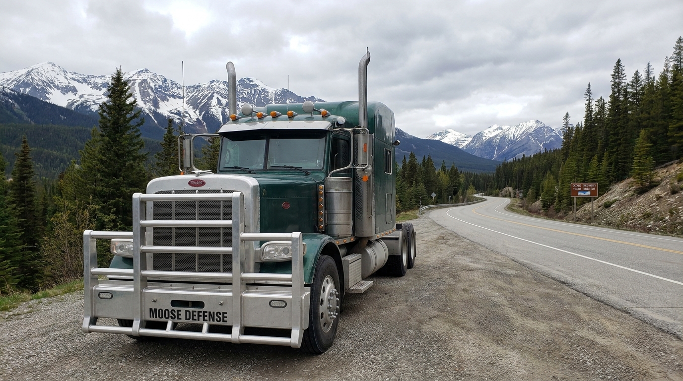 Rugged Semi Truck in Canadian Wilderness