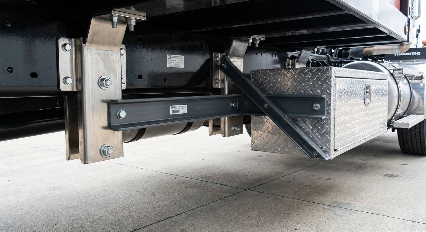 Semi truck toolbox mounting system