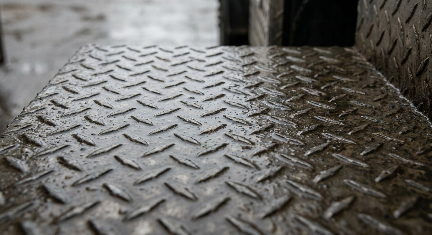 Truck step safety tread closeup