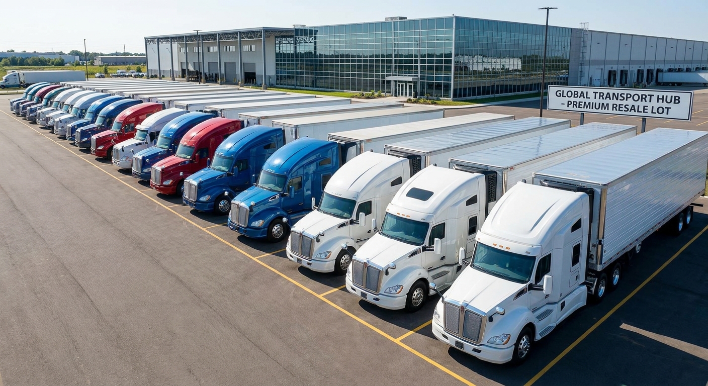 Commercial Semi Trucks Transport Hub