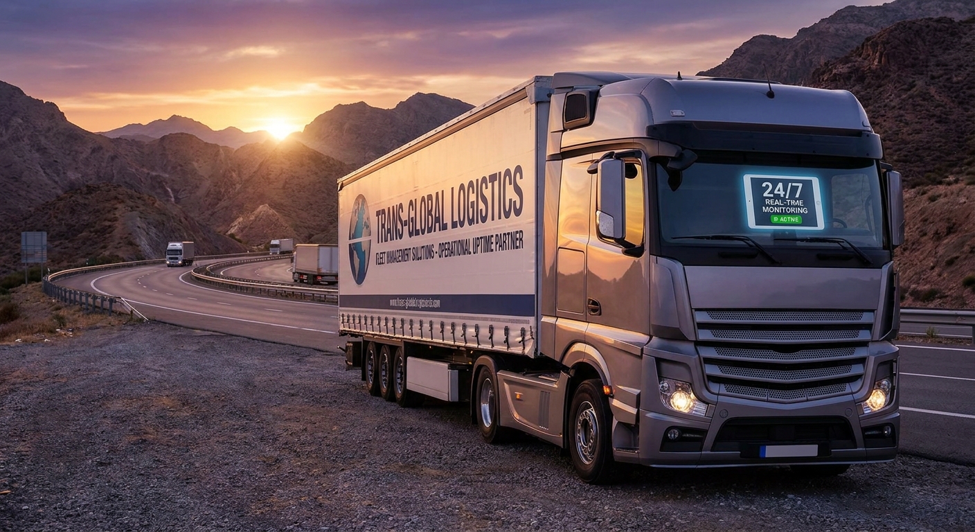 Semi Truck Dusk Highway Fleet